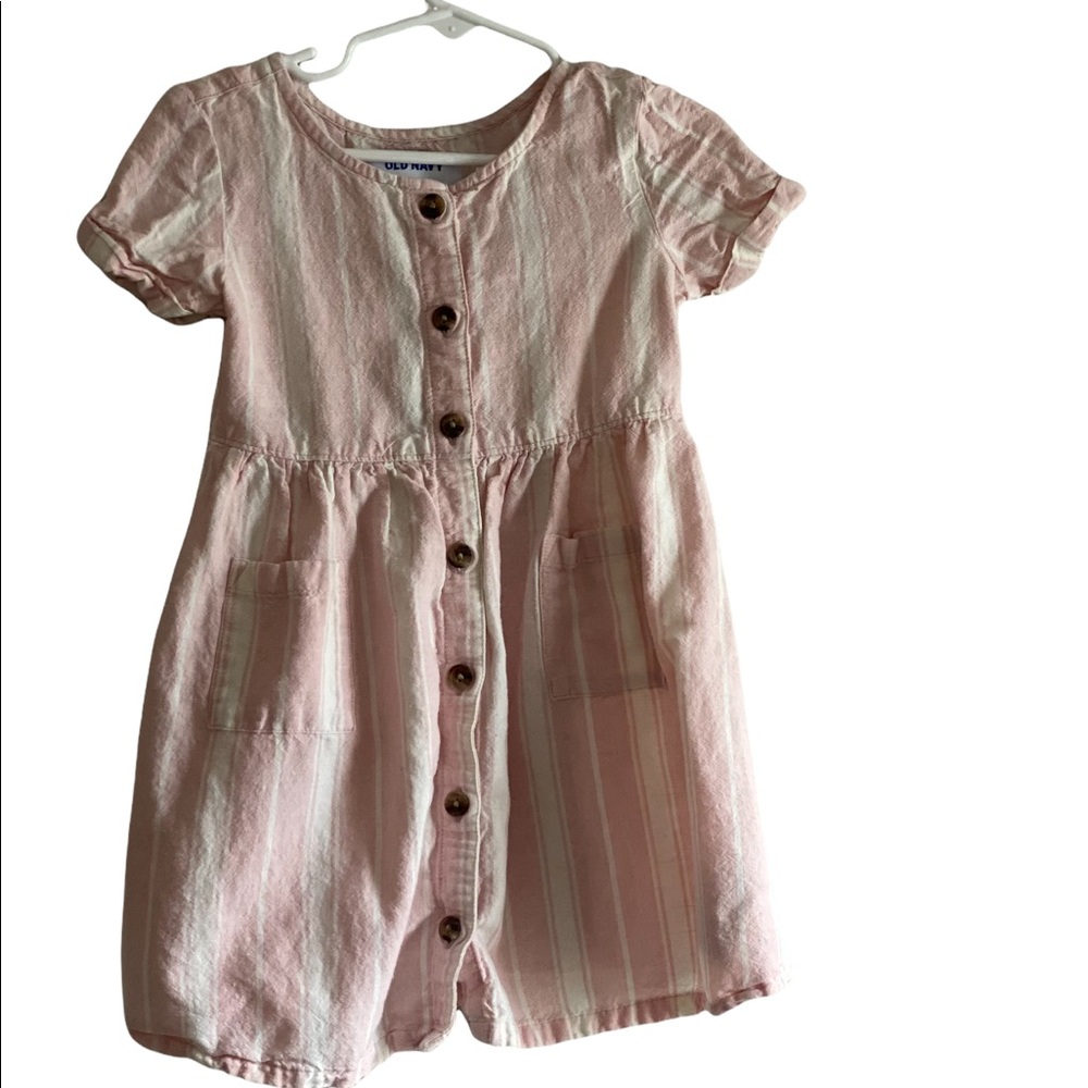 Old navy toddler girls 3T short sleeve pink and white striped summer dress